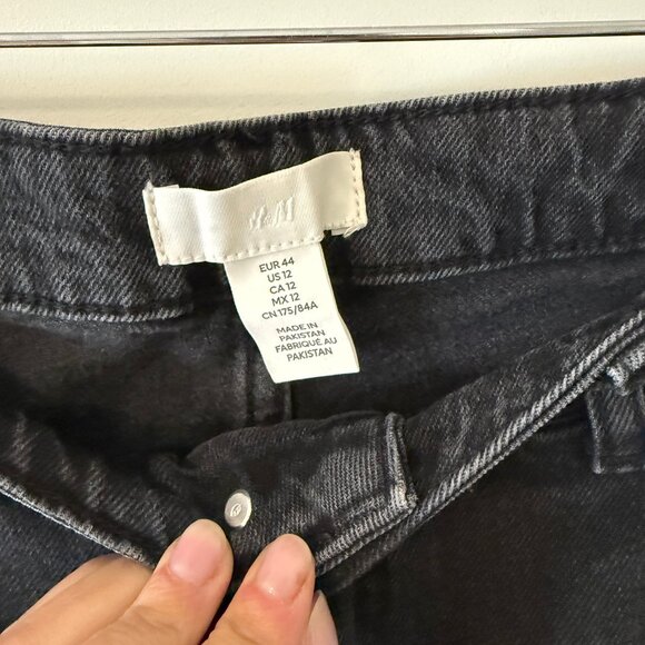 Black wide-leg washed denim - size 12 - Picture 2 of 4